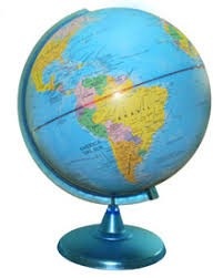 Globo terraqueo 30 cm base de plástico - azul